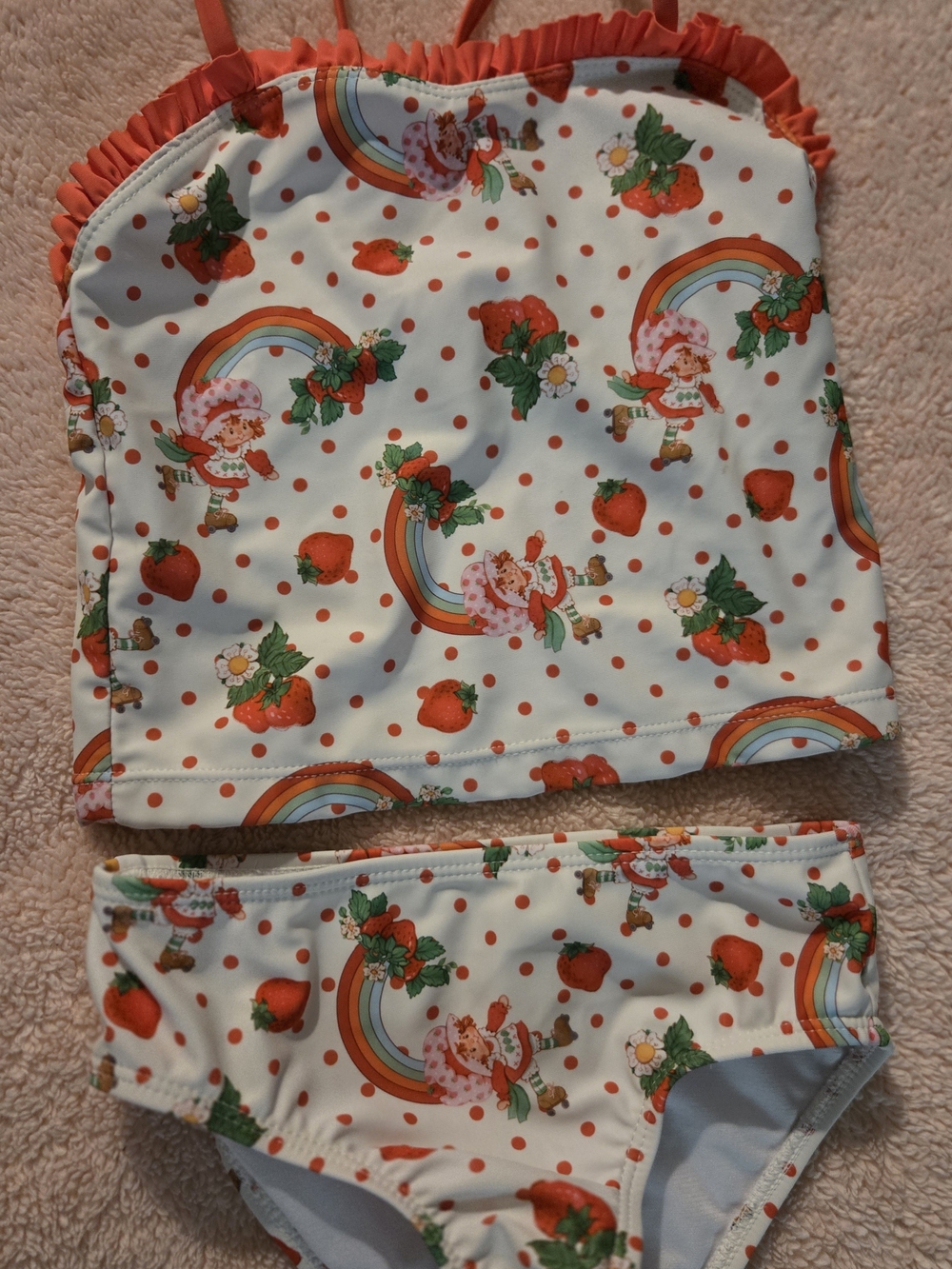 Kids Strawberry Shortcake Tankini Swimsuit - White & Pink